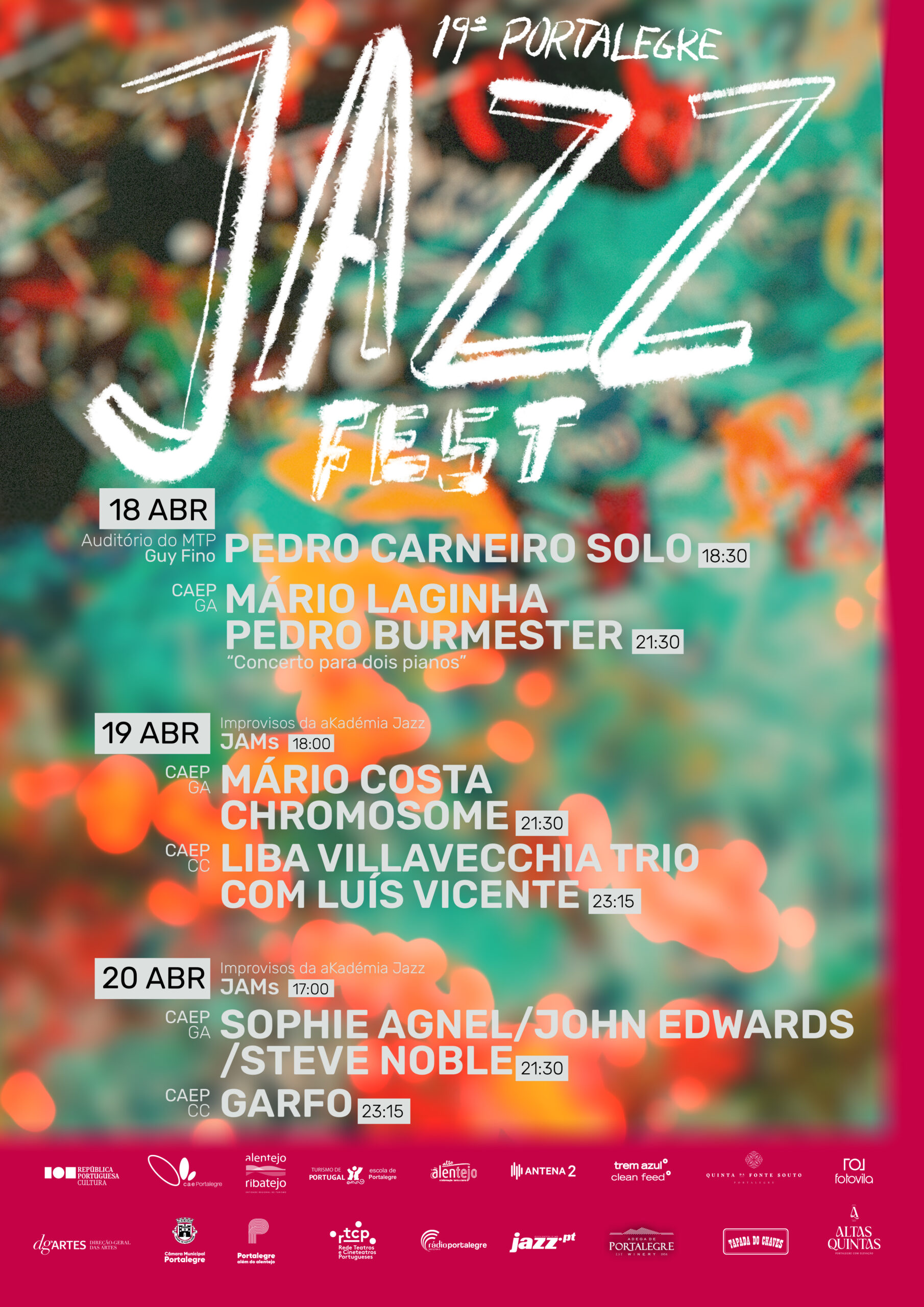 19º Portalegre JazzFest – Festival Internacional de Jazz de Portalegre: 18, 19 e 20 de abril